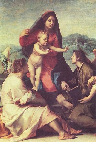 Andrea del Sarto Madonna mit Heiligen und einem Engel oil painting image